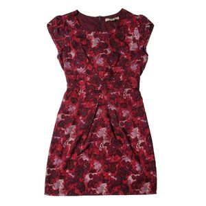 Forever 21 Maroon Pattern Dress with Cap Sleeves